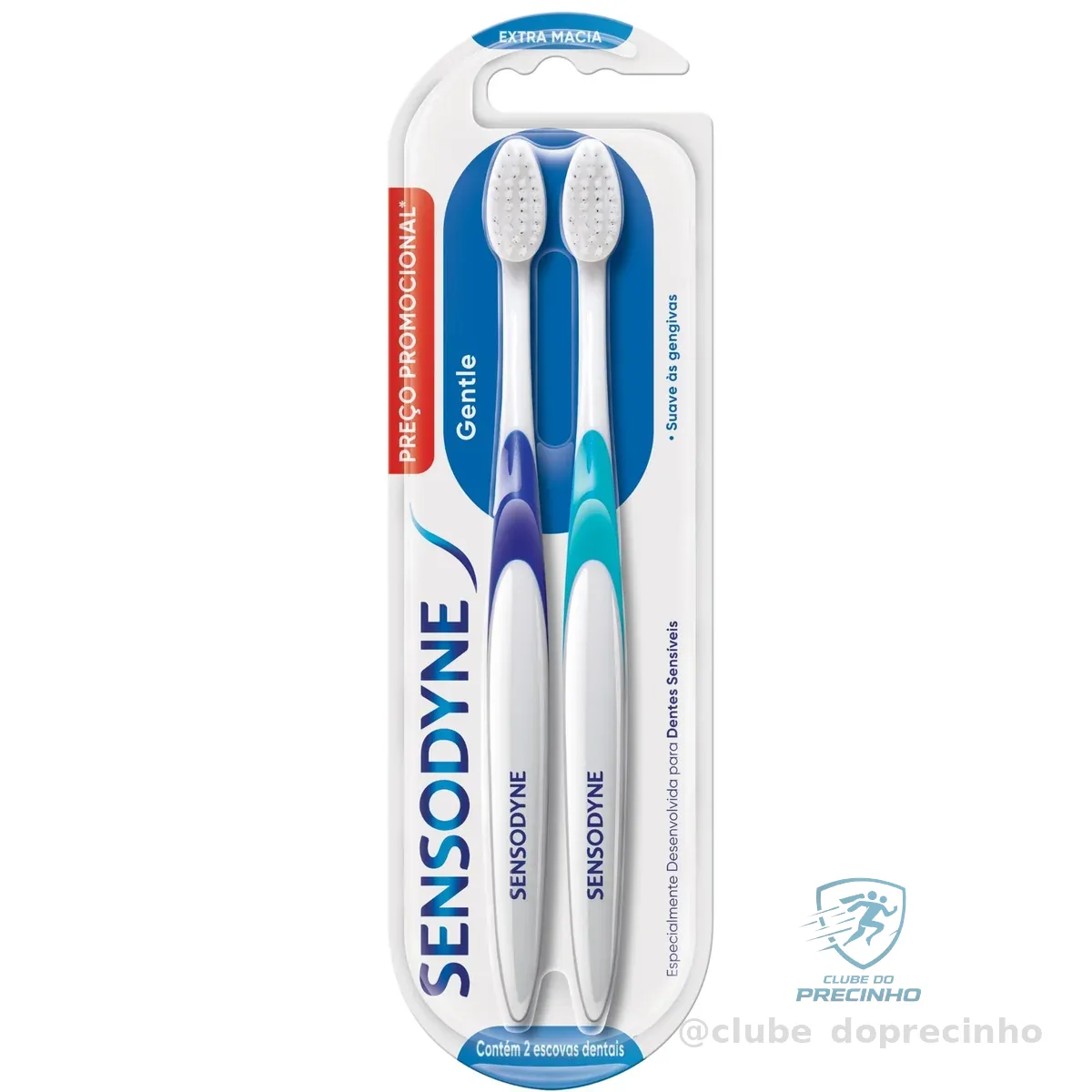 Sensodyne Escova de Dente Extra Macia Gentle, para Dentes Sensíveis, Suave às Gengivas, 2 unidades