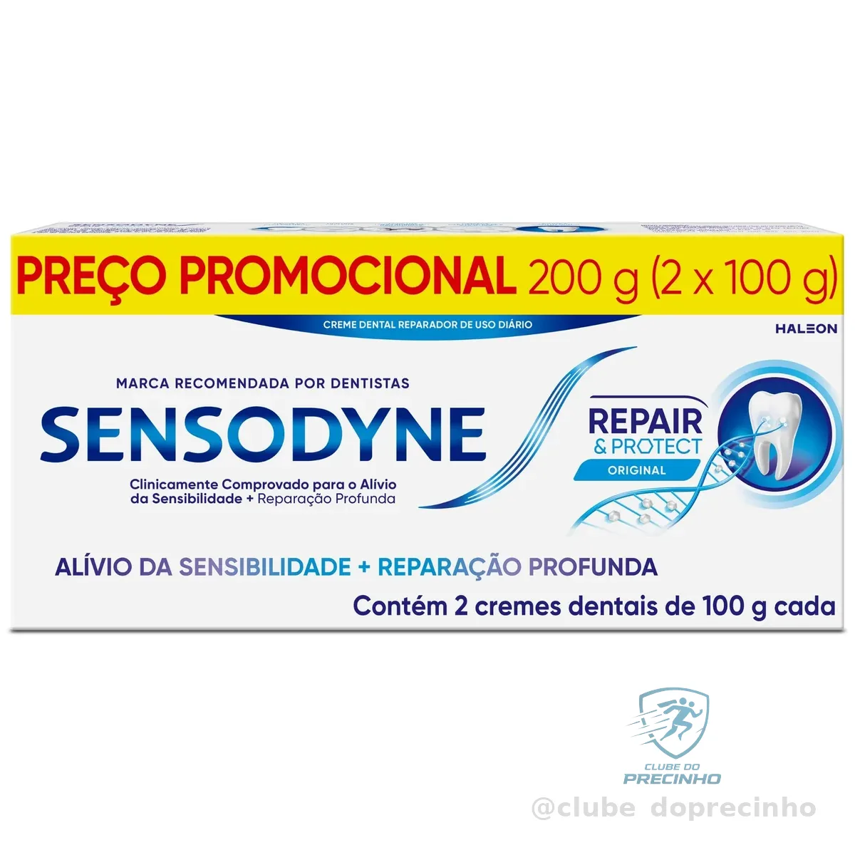 Sensodyne Creme Dental para Sensibilidade Repair e Protect com Flúor, Alívio da Sensibilidade, 2 unidades, 100g cada