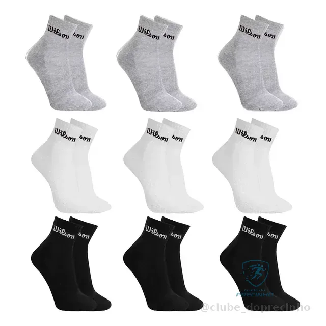 Kit 9 Pares Meias Wilson Cano Médio Masculino Adulto