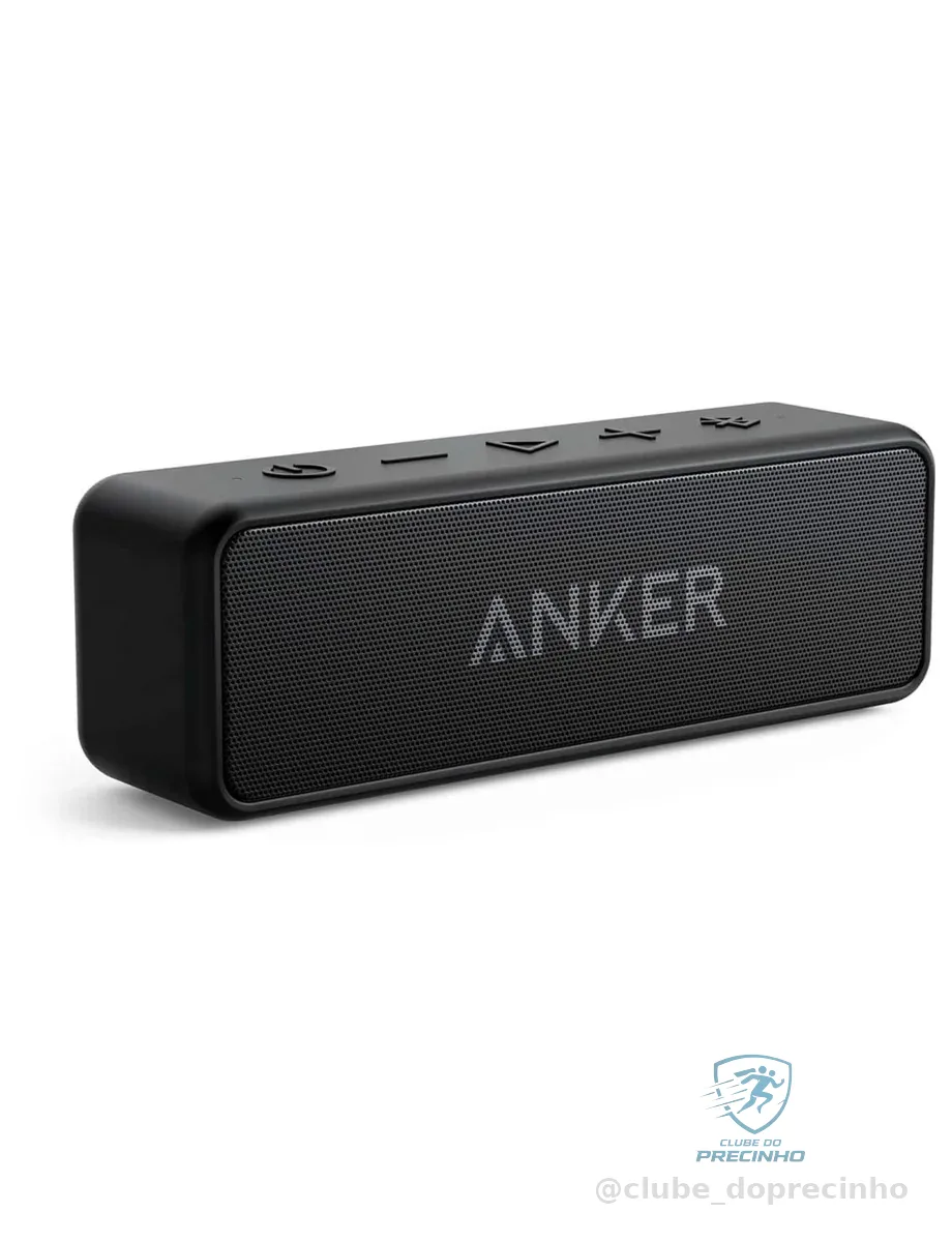 Anker soundcore 2 Caixa de Som Bluetooth Portátil com 12W de Som Estéreo, Bluetooth 5, BassUp, à Prova d'Água IPX7, 24 Horas de Reprodução, Emparelhamento Estéreo Sem Fio, Ideal para Casa e Viagens