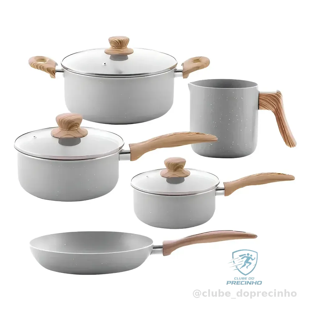 Conjunto Completo: 5 Panelas Brinox Ceramic Life Cinza