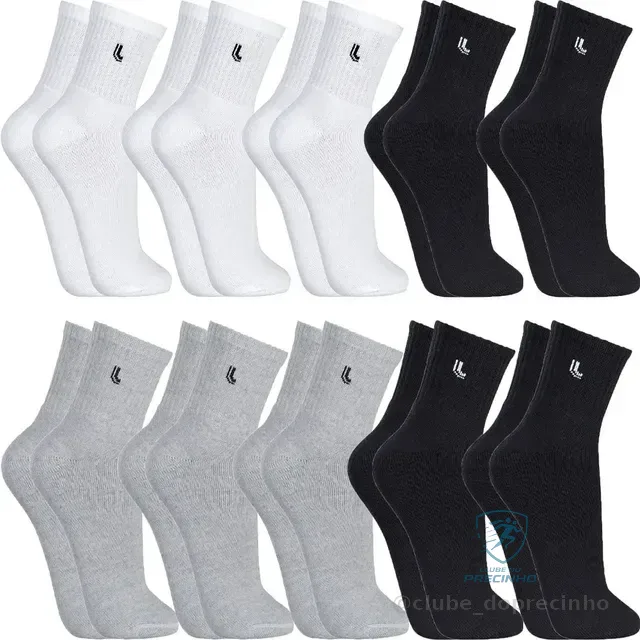 Kit 10 Pares Meias Lupo Cano Médio Alto Atoalhada Original