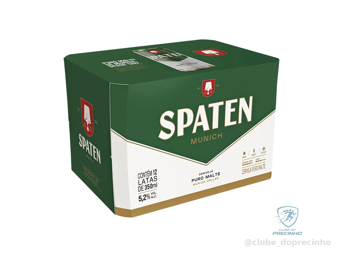 Pack Cerveja Spaten, Puro Malte, 350ml, Lata - 12 Unidades