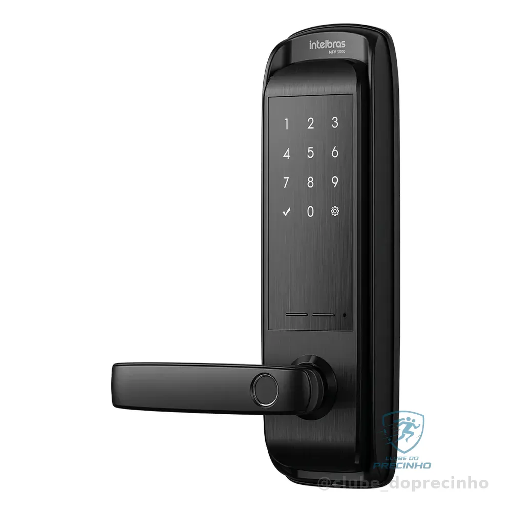 Fechadura Smart Inteligente De Embutir Com Maçaneta Mfv 3000 Preta Intelbras Cor Preto