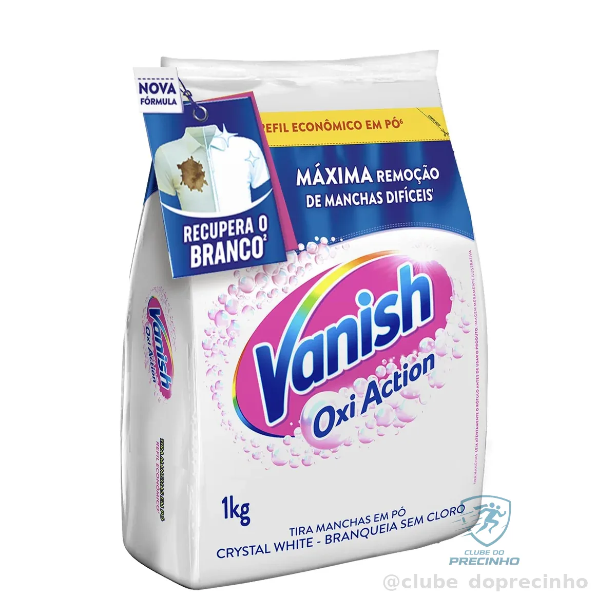 Tira Manchas Vanish em Pó Crystal White Oxi Action para roupas brancas Refil Econômico 1kg