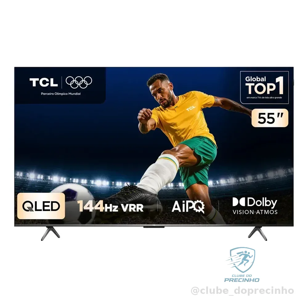 Smart Tv Tcl 55 Polegadas Qled 4k P8k Wifi Bluetooth Google Tv 144hz Hdr10+ Dolby Atmos Vision 55p8k