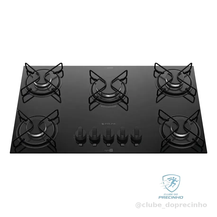 Cooktop 5 Bocas Mesa De Vidro Atlas Agile Up Bivolt Preto