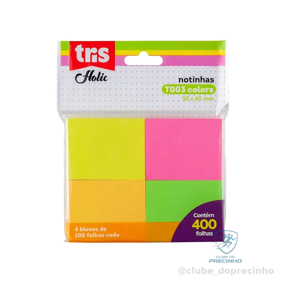 Nota Autoadesiva, Tris, 7897476677446, Multicor, pacote de 100