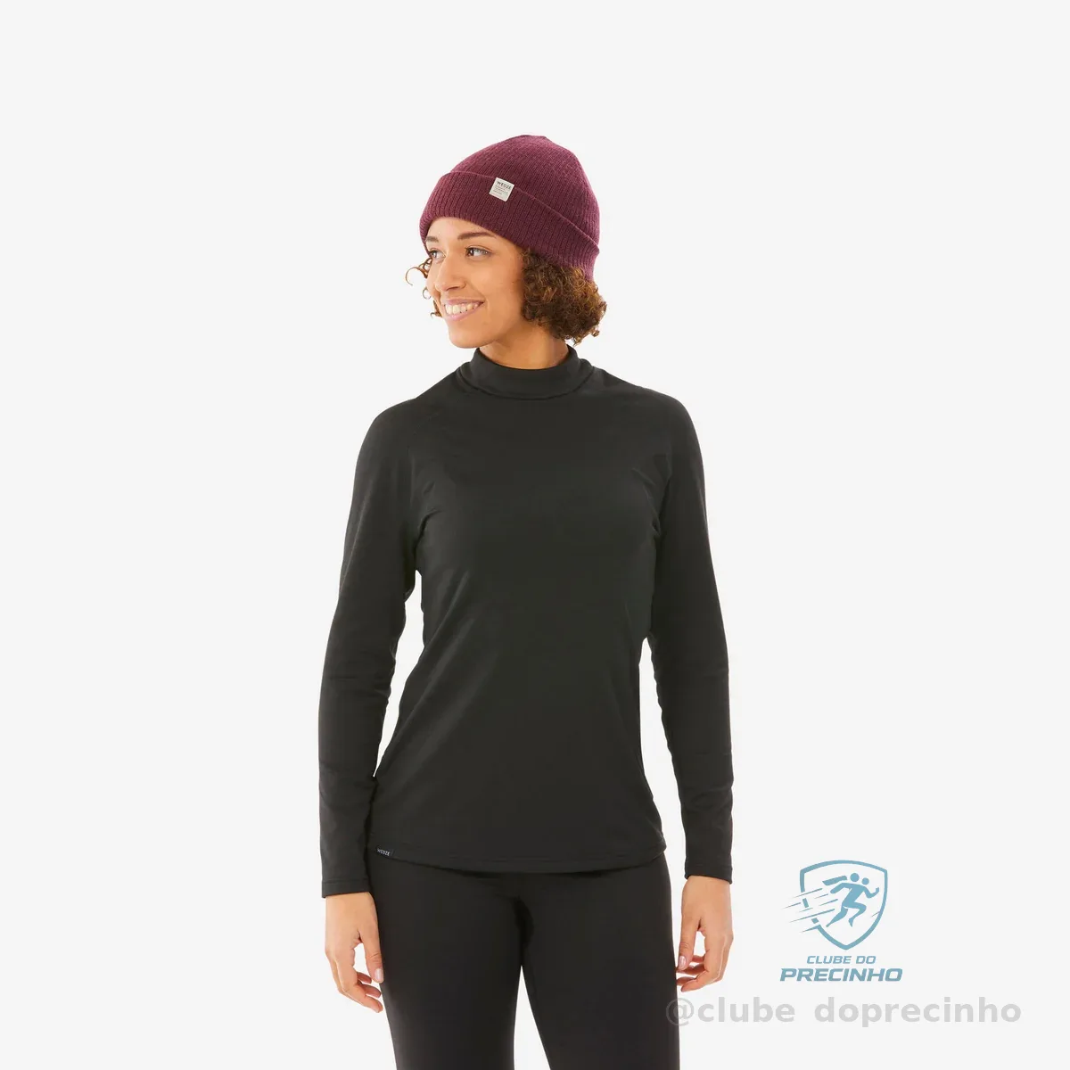 Blusa Segunda Pele Feminina de Esqui Térmica 500 Wedze Preta