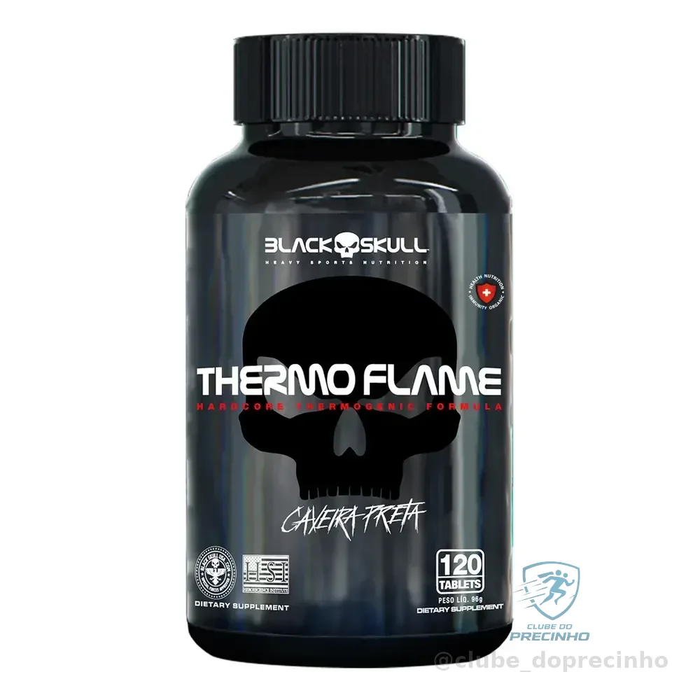 Termogênico Em Cápsula Black Skull Thermoflame Em Pote De 96g 120 Caps Sem Sabor