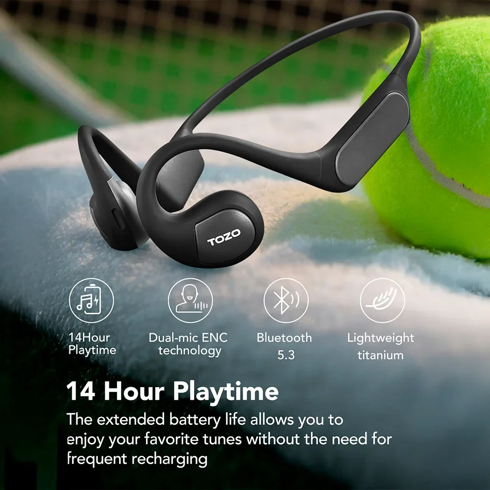 Fone De Ouvido Sem Fio Tozo Openreal Design Aberto Preto