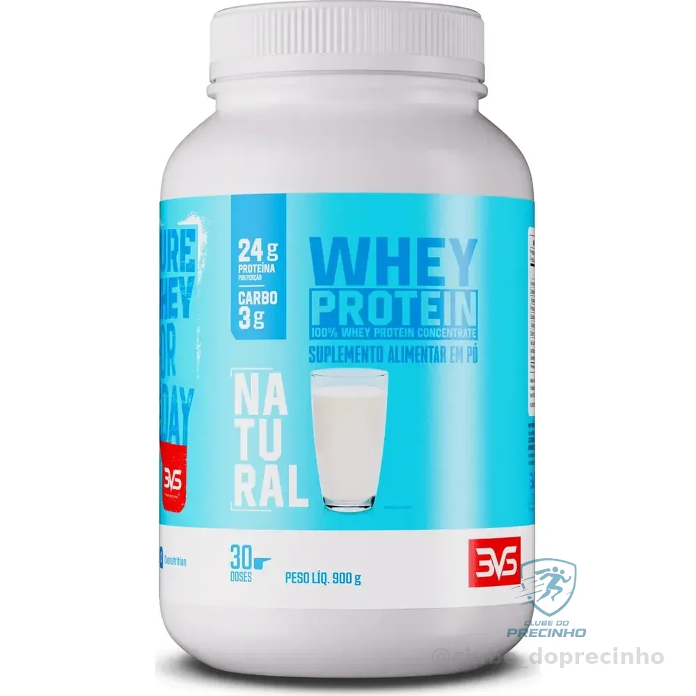 100% Whey Protein Concentrado 900g Sabor Natural - Proteína 100% Pura - 3vs Nutrition