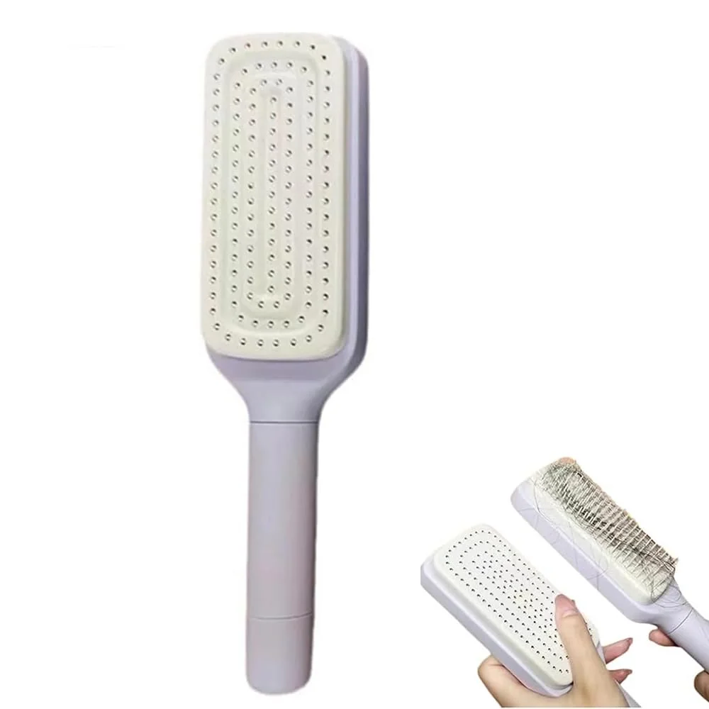 Escova de Cabelo com Sistema de Limpeza Rápida, Cerdas de Massagem e Controle de Estática