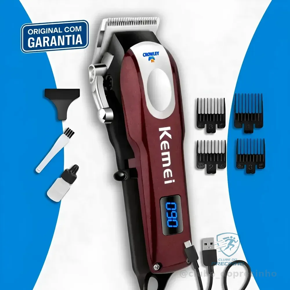 Máquina Profissional Para Cabelos - Sem Fio - Kemei Km-2606  Bordô 127/220v