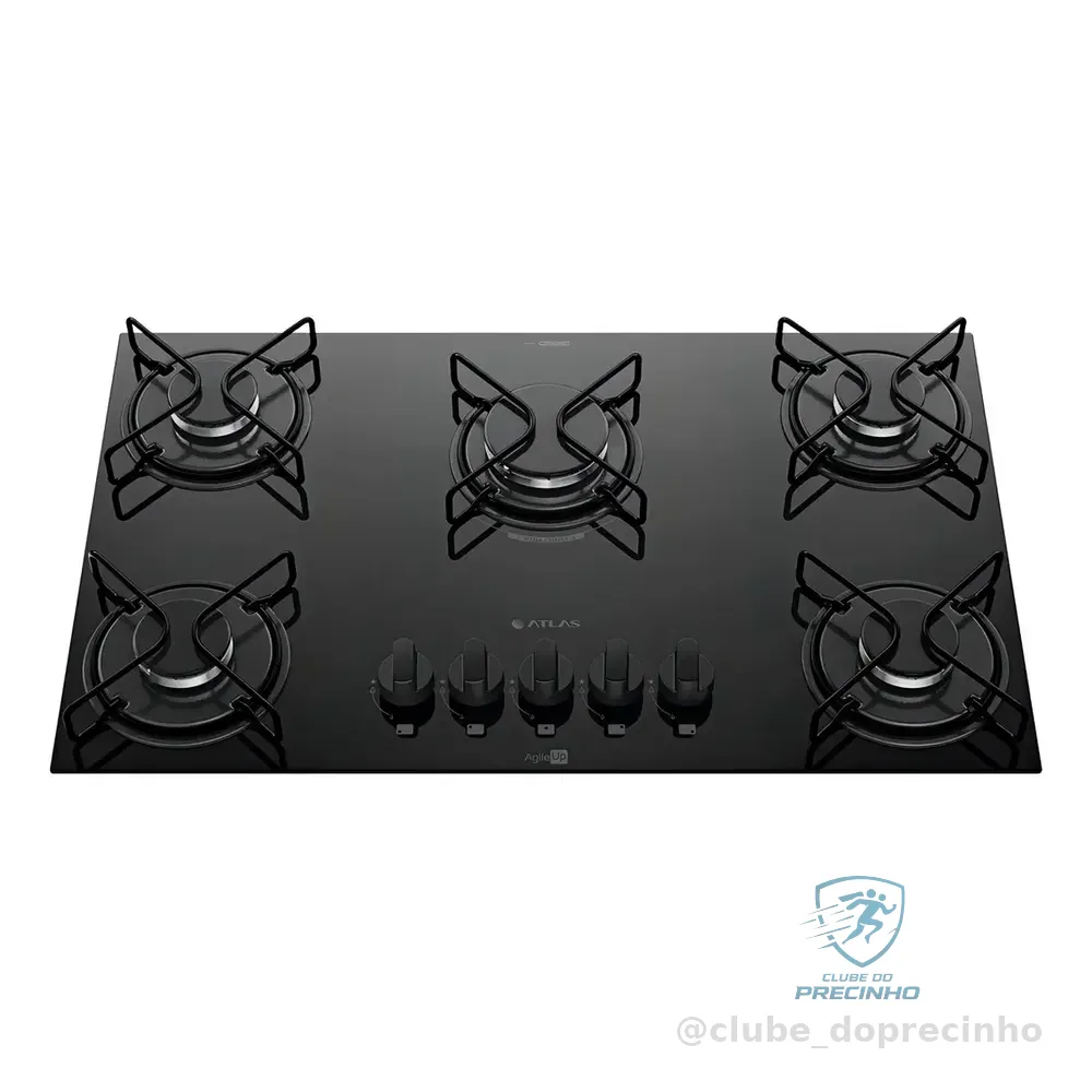 Cooktop 5 Bocas A Gás Atlas Agile Up Mega Chama Preto 127/220v