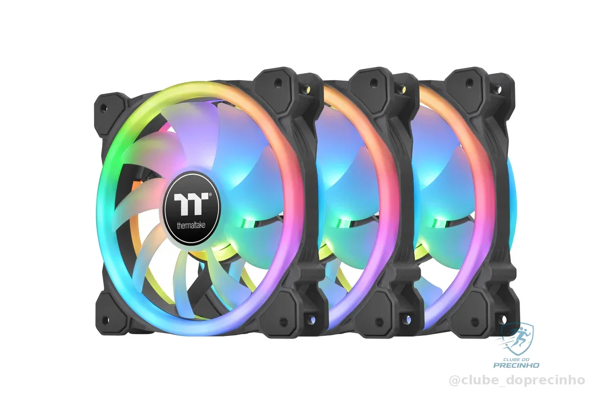 Thermaltake Ventilador de radiador SWAFAN 12 RGB TT Edição Premium Pacote com 3, Design de Lâmina de Ventilador Trocável, Direção de Fluxo de Ar Personalizável, 2000 RPM, CL-F137-PL12SW-A, 120 mm
