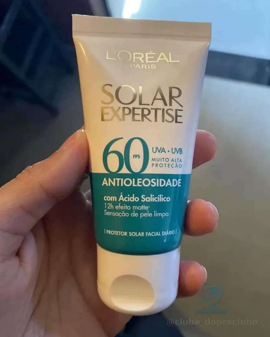 Protetor Solar Facial Antioleosidade FPS60, Controle de Oleosidade por 12h, Efeito Matte Sem Cor, Solar Expertise L'Oreal Paris, 40g