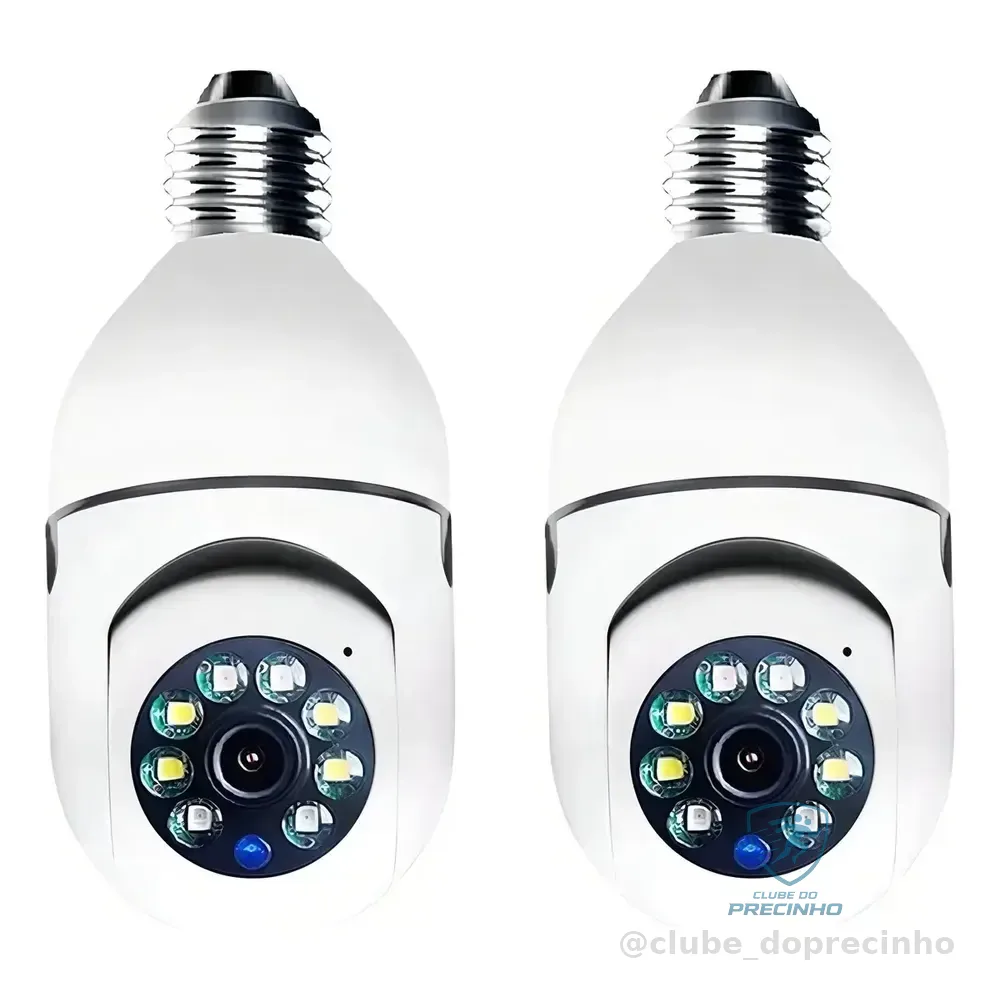 Kit 2 Câmeras Segurança 360º Jortan Wifi Ip Hd Visão Noturna Lâmpada Camera Lâmpada Wifi 360