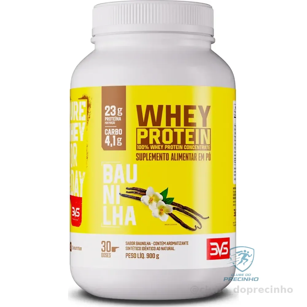 100% Whey Protein Concentrado 900g Sabor: Baunilha - Proteína 100% Pura - 3vs Nutrition