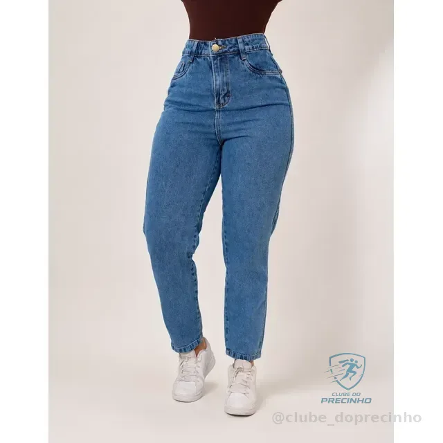 Calça Mom Jeans Cintura Alta Levanta Bumbum Vintage Algodão