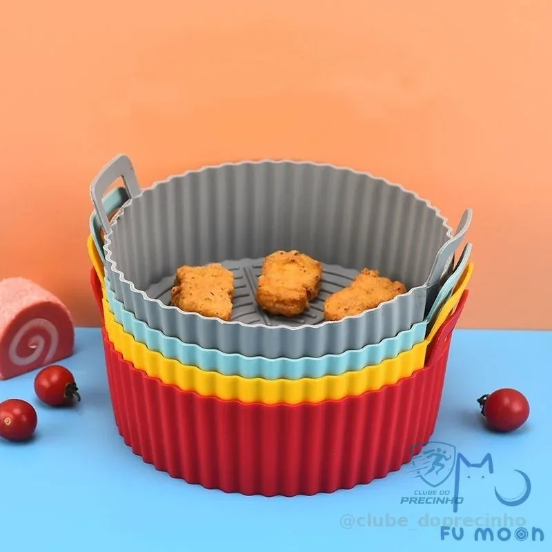 1/2/3 Forma De Silicone Para Air Fryer Forno Microondas Fritadeira Assadeira – Reutilizável Antiaderente Flexível