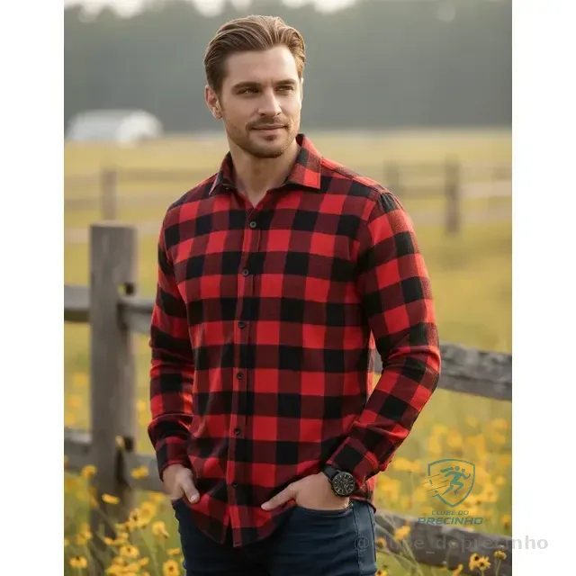 Camisa Xadrez Masculina Manga Longa Festa Junina Flanelada
