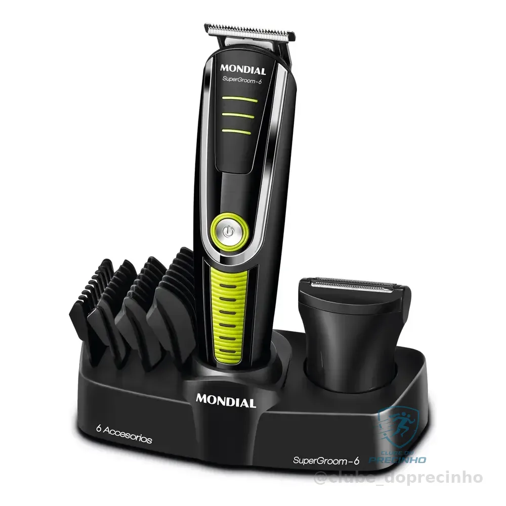 Aparador De Pelos Super Groom 06, Mondial 6w Bg-04 Preto/verde 127/220v