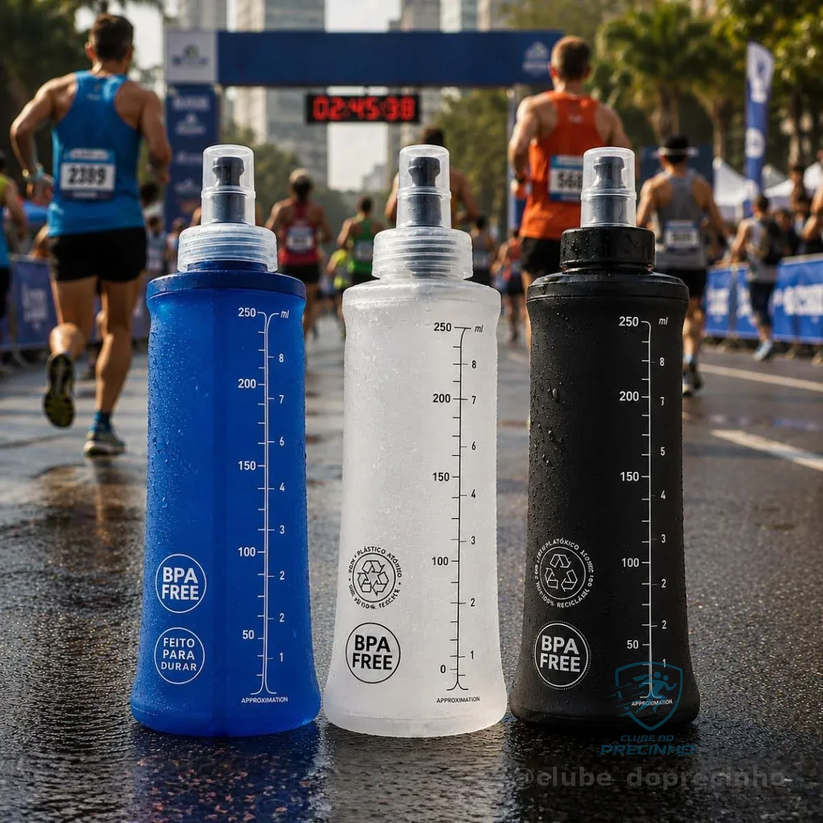Garrafa Dobrável Soft Flask Premium 250ml, Flexível, Livre de BPA, Bico Antivazamento, para Corrida e Ciclismo