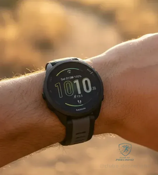Smartwatch Relógio Garmin Forerunner 165 43mm Preto Mesh Cinza Correa Esportiva