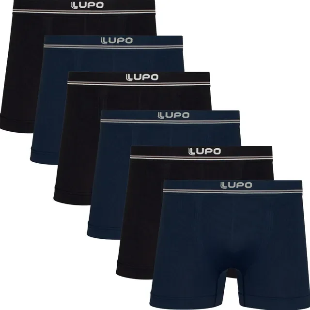 Kit 6 Cuecas Lupo Boxer Box Sem Costura Basic Microfibra