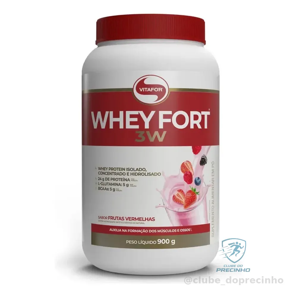 Suplemento Alimentar Whey Fort 3w Sabor Frutas Vermelhas 900g Vitafor