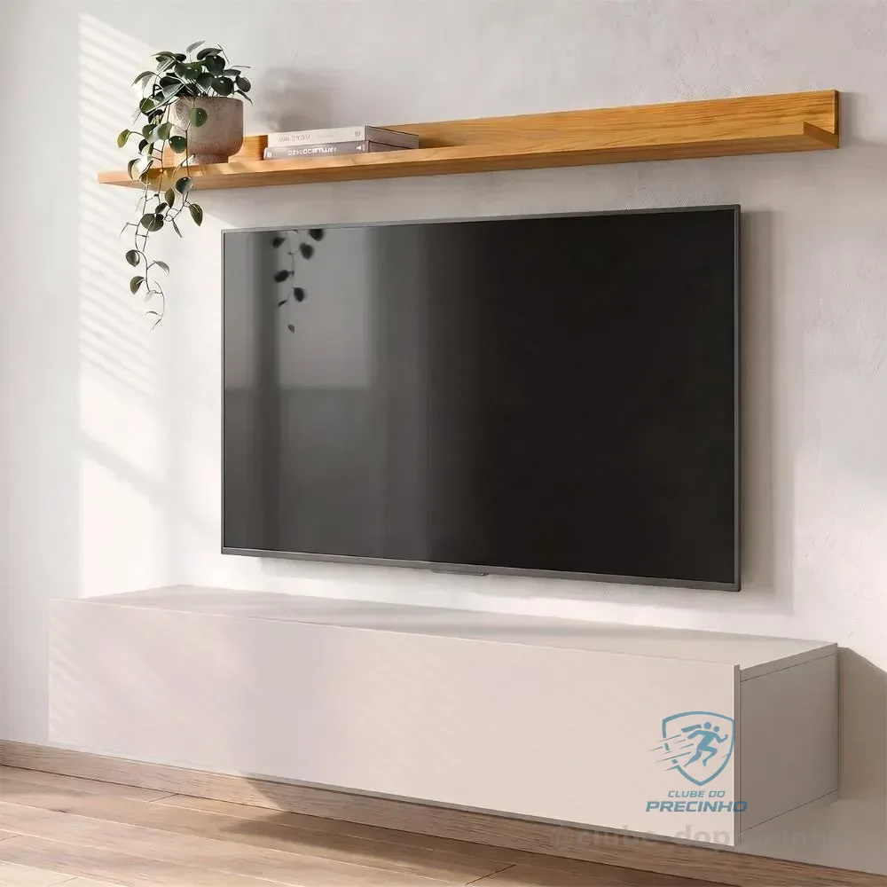 Bancada Suspensa E Prateleira 99cm Slat M20 Cinamomo/off Cinamomo/off
