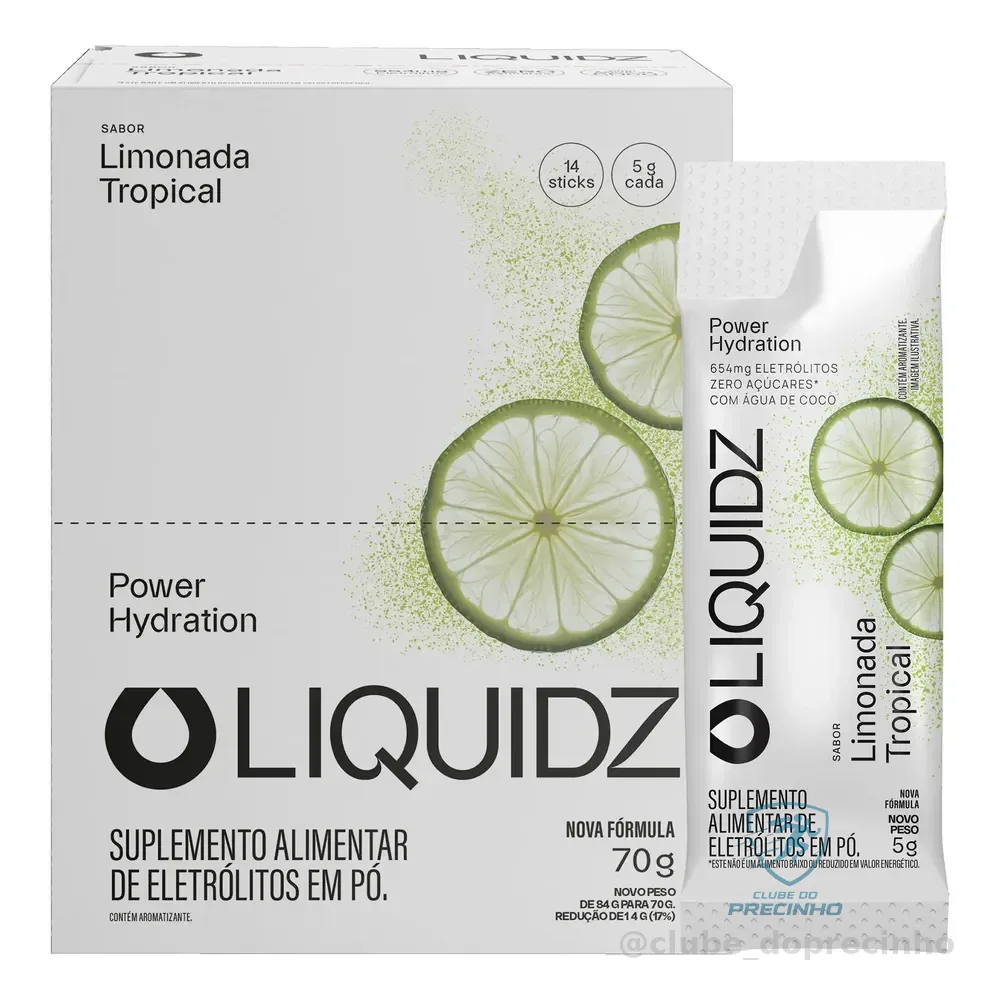Liquidz® Eletrólitos Zero Açúcar Limonada Tropical 14 Sachês Limonada Tropical