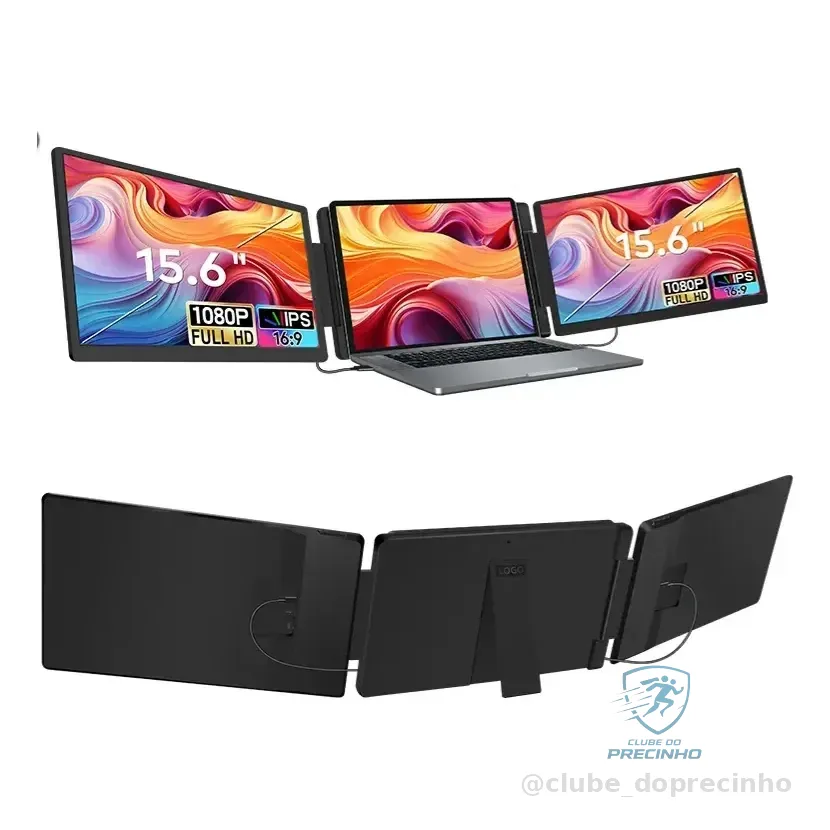 Monitor Portatil Gamer 15.6 Dual Screen Rotação Fhd Preto 127/220v