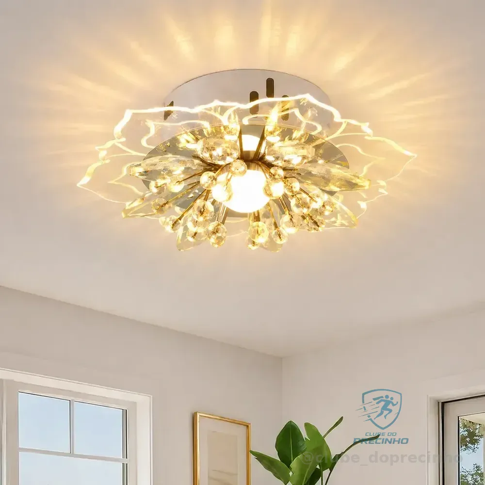Luminária De Teto Cristal Moderna, Led Lâmpada Corredor, Lluminação Decorativa, Bivolt, Para Quarto, Varanda, Cozinha, Tieesa Branco 127/220v