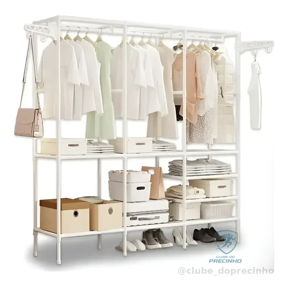 Cabideiro Arara Organizadora De Roupas Closet Armário Cor Branco