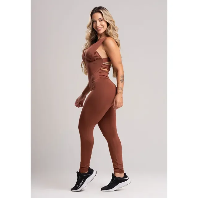 Macacão Bojo Suplex Grosso Liso Feminino Fitness Academia