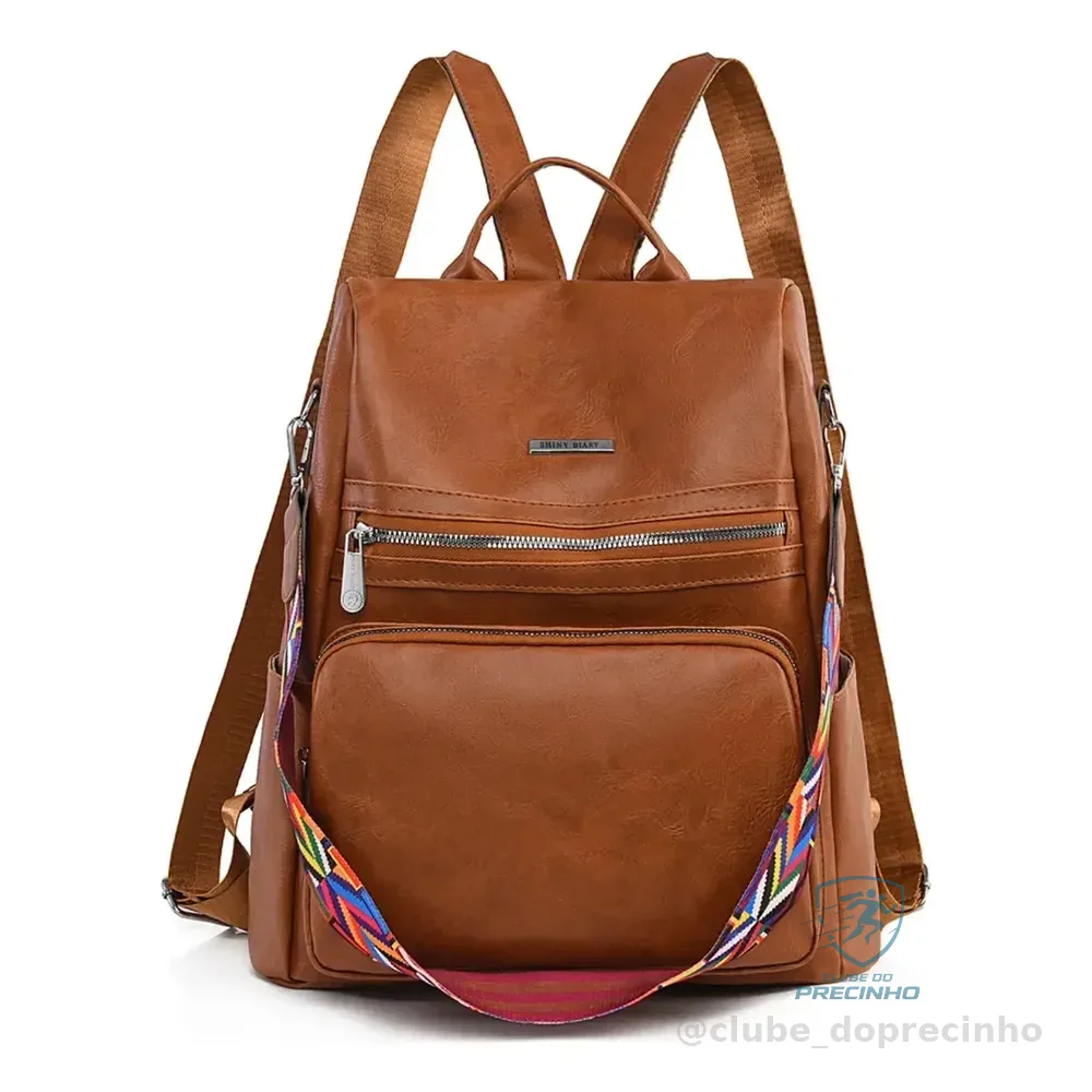 Bolsa Feminina Antifurto Impermeável Mochila Casual De Costa Marrom
