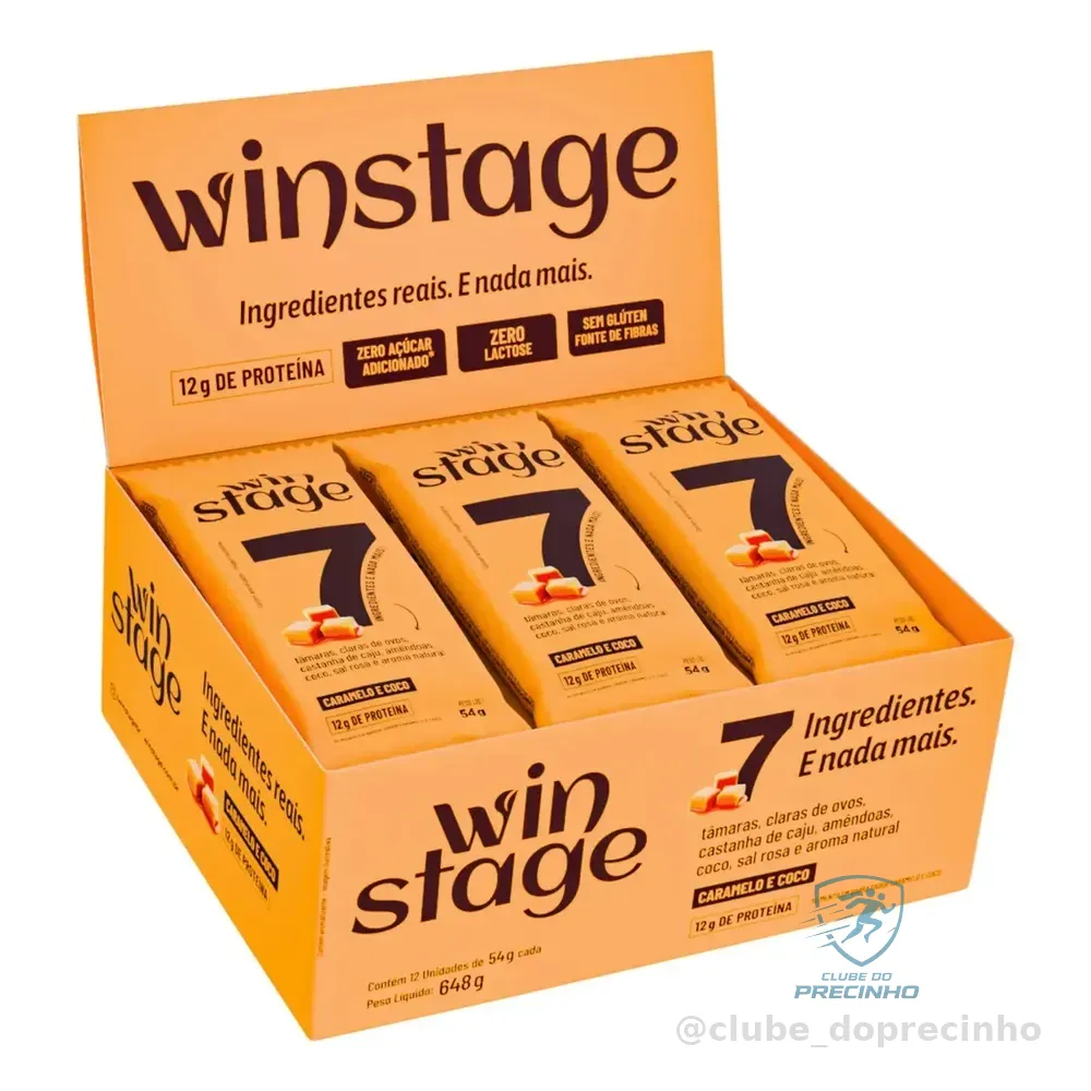 Barra De Proteína Winstage Caramelo E Coco 54g Display 12un