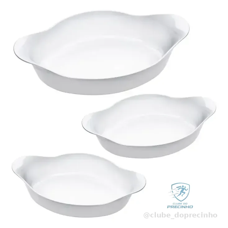 Marinex Conjunto De Assadeiras Oval Opaline 3 Peças Branco