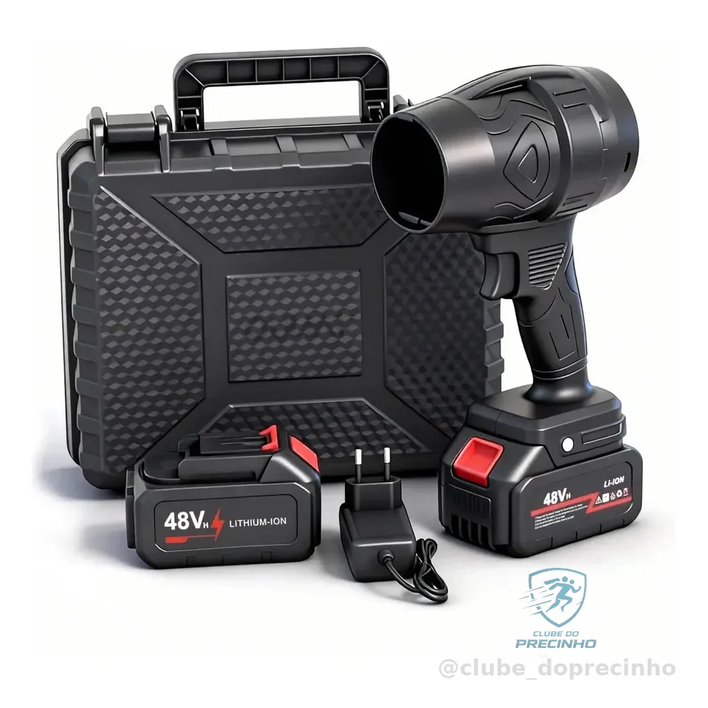 Soprador 48v Turbo Portátil Com 2 Baterias Potente Preto
