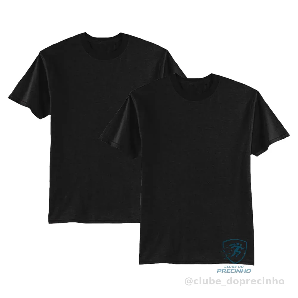 Kit 2 Camiseta Masculina Lisa Algodão Básica