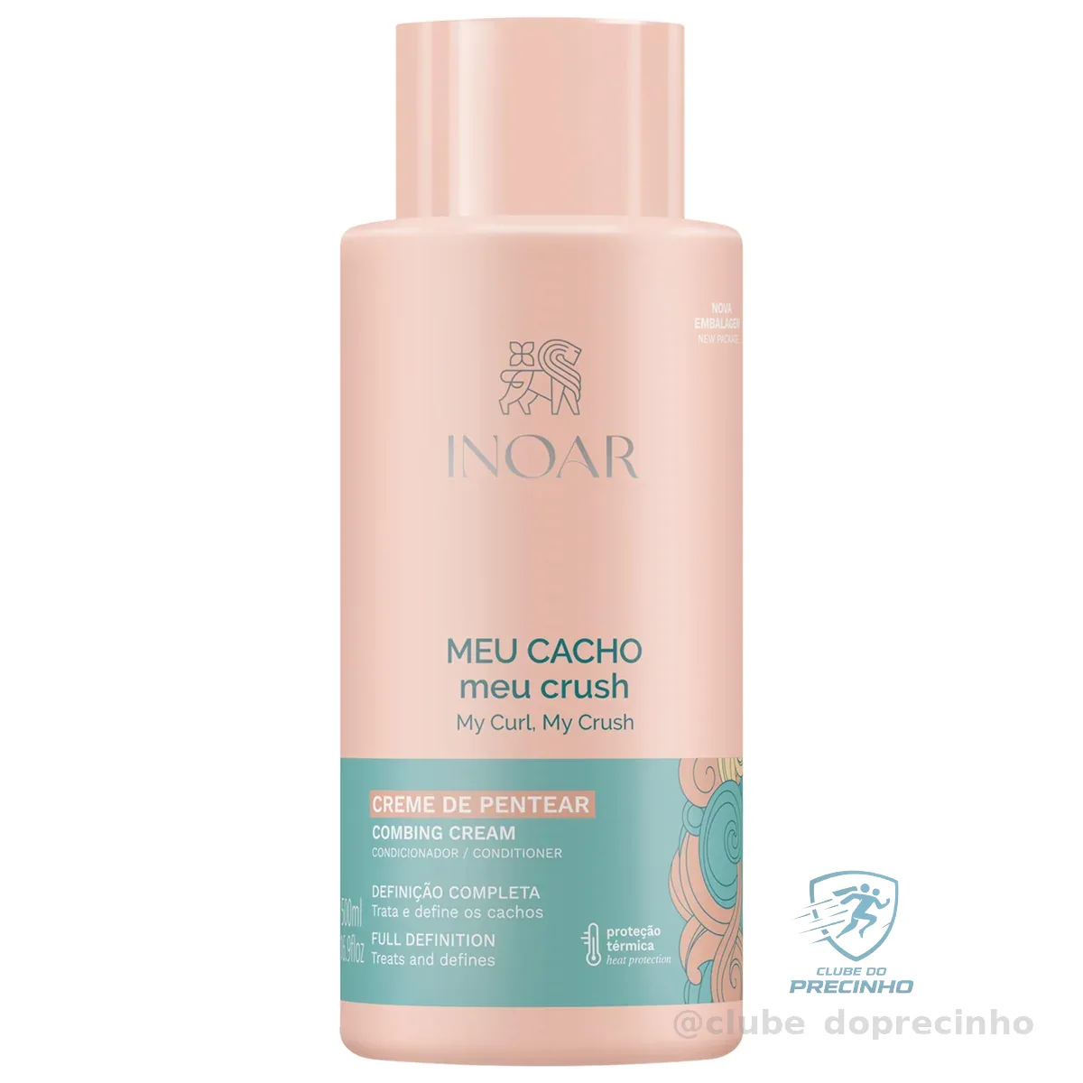 Inoar, Meu Cacho, Meu Crush – Creme de Pentear, Define Cachos, Hidrata e Controla o Frizz, Com Óleos Naturais e Vitaminas - 500ml