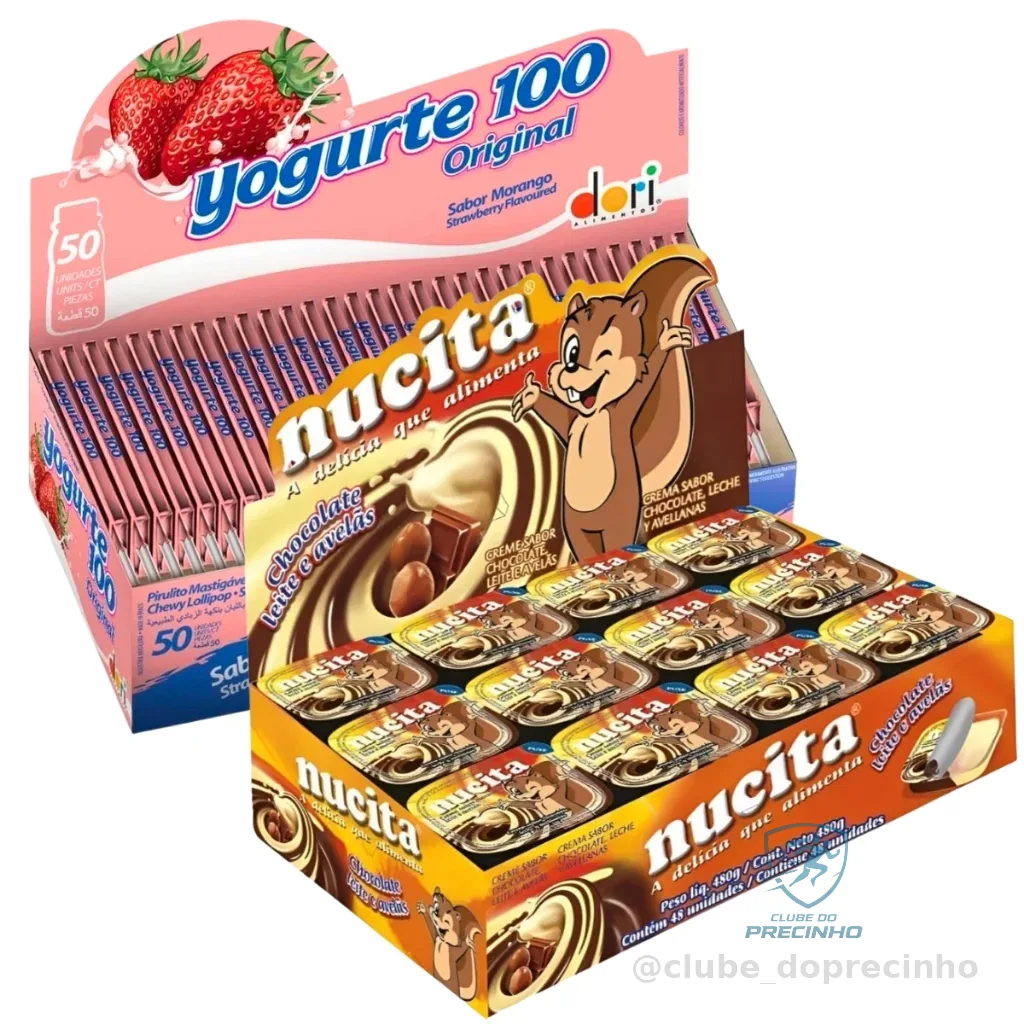Kit Nucita Bicolor C/48 Unidades + Pirulito Mastigável Yogurte 100 C/50 Unidades