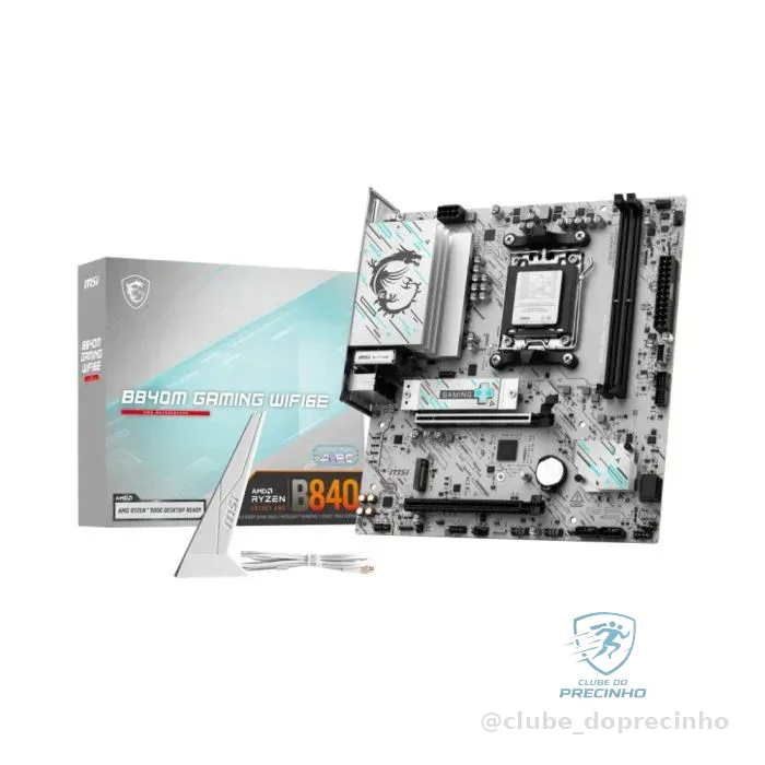 Placa Mãe MSI B840M Gaming WiFi 6E AM5 DDR5 mATX Ryzen M.2 NVMe HDMI DP Gamer