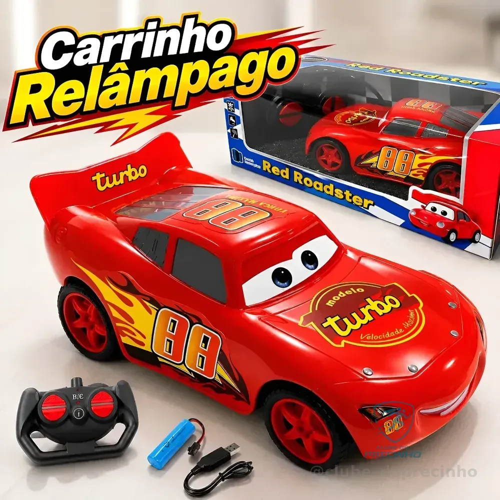 Carrinho Controle Remoto Relâmpago Mcqueen Recarregável Vermelho Relâmpago Mcqueen