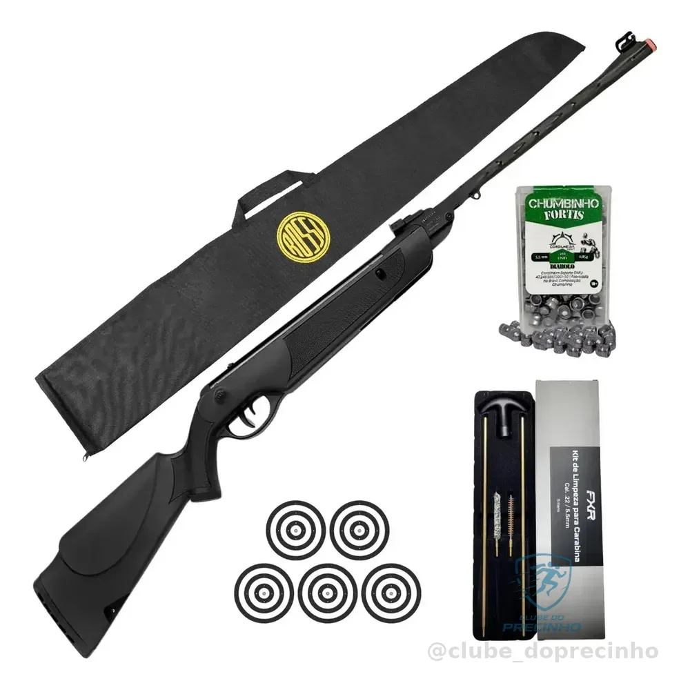 Carabina Pressão Dione Sport Mh 5,5mm Rossi Mola + Chumbinho Preto 5.5 Mm