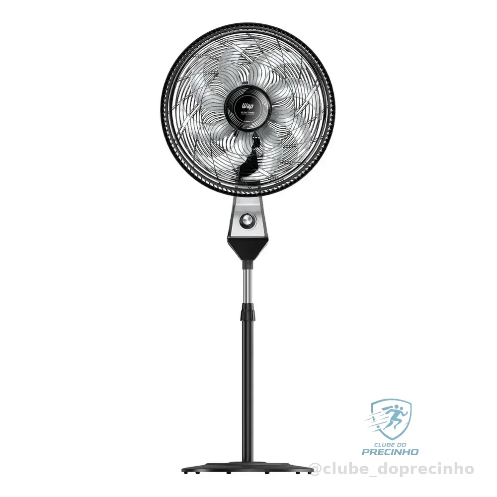 Ventilador De Coluna Silencioso Wap Flow Turbo 180w 8 Pás Com Ajuste De Altura E 3 Velocidades 50 Cm 60 Hz Preto 127v Cinza Plástico