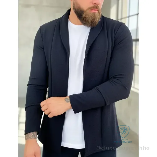 Cardigan Masculino Slim Fit Casual Casaco Sueter Manga Longa