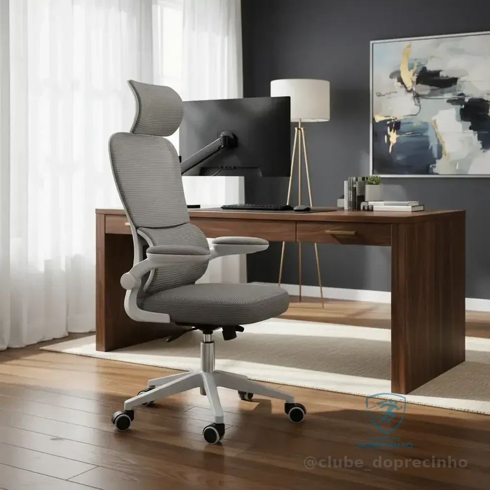 Cadeira Escritório Ergonômica Genebra G500 Luvinco Cor Cinza Com Suporte Lombar Estofado Mesh Malha